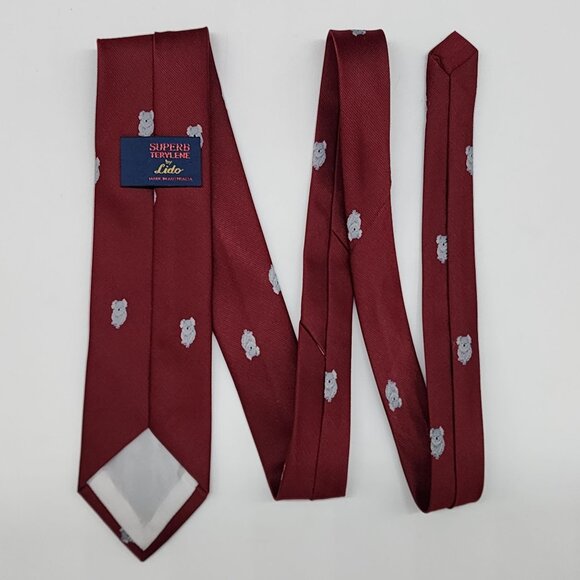 Novelty Necktie Koala Maroon Gray 2.75" W 55" L VTG Retro Superb Terylene by Lid - Picture 4 of 5